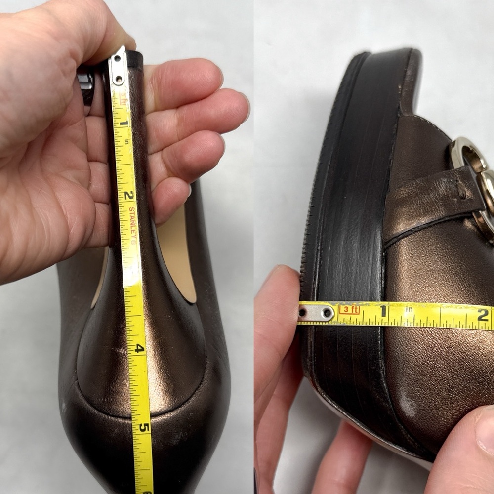 GUCCI Vintage Y2K Hollywood Horsebit Metallic Leather Platform Pump Heels Bronze - Picture 15 of 16